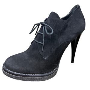 Balenciaga Paris Shoes Heels Size 40 US‎ 10 Black Suede Leather Lace Up Vamps